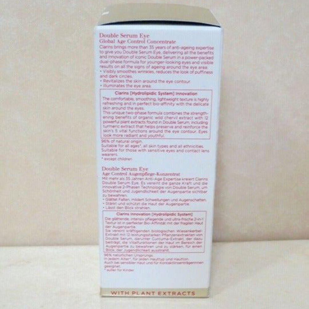 CLARINS DOUBLE SERUM EYE GLOBAL AGE CONTROL CONCENTRATE 0.6OZ BOXED - Picture 3 of 3